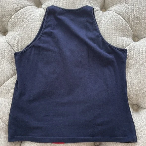 Vintage 1990’s Tommy Hilfiger XL navy, red and white racer back shirt - Picture 4 of 7